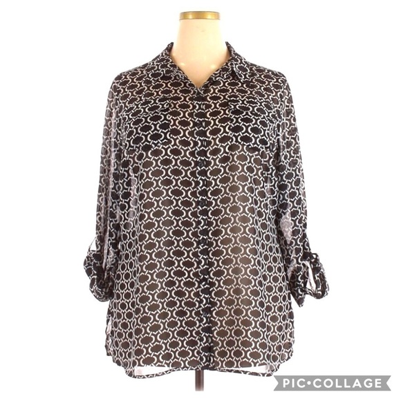 Lane Bryant Tops - Lane Bryant Button Up Geometric Print Blouse